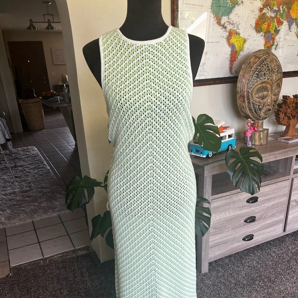 House of Harlow 1960 Green and White Maxi Dress